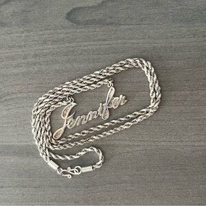 925 Sterling Silver Jennifer Name Necklace on Rope Chain